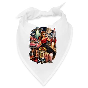 Retro Rockabilly Diner Mond Rakete - Bandana - Weiß - Vorne