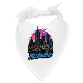 Melbourne Pop Art Skyline Sunset - Bandana - Weiß - Vorne