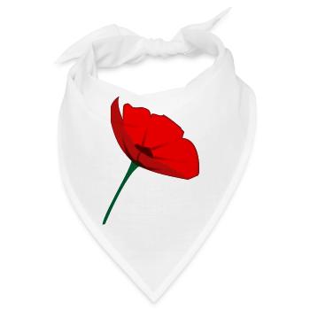 Minimalistische Rote Mohnblume – Elegante botanische Te - Bandana - Weiß - Vorne