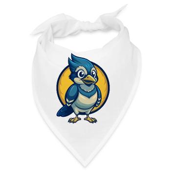 Jay Bird Kawaii Maskottchen Cartoon Clipart Logo Abzeichen - Bandana - Weiß - Vorne