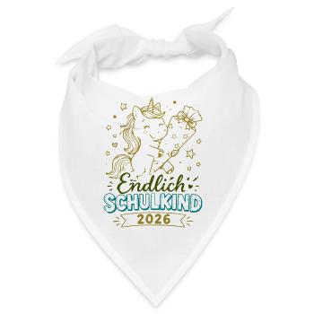Endlich Schulkind 2026 Unicorn - Bandana - Weiß - Vorne