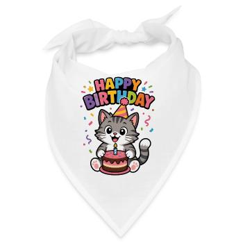 Happy Birthday cat - Bandana - Weiß - Vorne