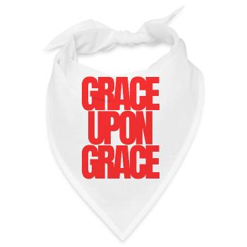 Grace Upon Grace Red Typography Christliches Zitat - Bandana - Weiß - Vorne