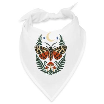 Nachtfalter Waldmotiv mit Farn und Mond - Bandana - Weiß - Vorne