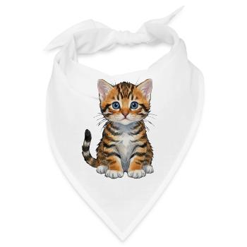 Katzenbaby aquarell getigertes Kätzchen Geschenk  - Bandana - Weiß - Vorne