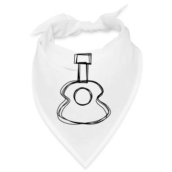 Gitarre handgezeichnet - Bandana - Weiß - Vorne