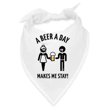 A Beer A Day Makes Me Stay! (Bier Biertrinker 2C) - Bandana - Weiß - Vorne