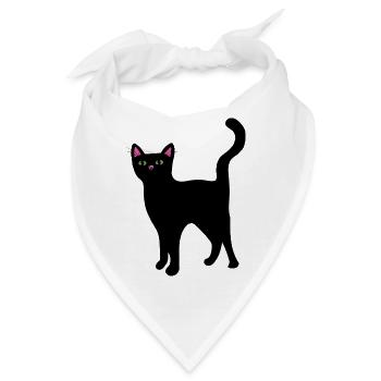 Neon-Katzengesicht auf Schwarz - Bandana - Weiß - Vorne