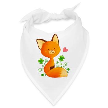 Süßer kleiner irischer Fuchs auf dem Glückskleeblattfeld - Bandana - Weiß - Vorne