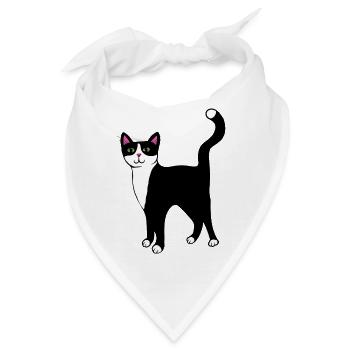 Mitternachtskatzen-Peek-Porträt - Bandana - Weiß - Vorne