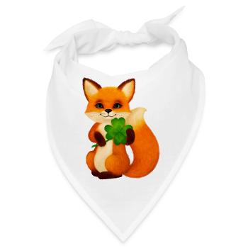 Niedlicher kleiner Fuchs mit vierblättrigem Klee - Bandana - Weiß - Vorne