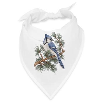 Blauer Eichelhäher auf Kiefernzweigen - Bandana - Weiß - Vorne