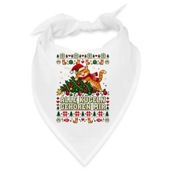 Weihnachtskatze - Alle Kugeln gehören mir - Bandana - Weiß - Vorne