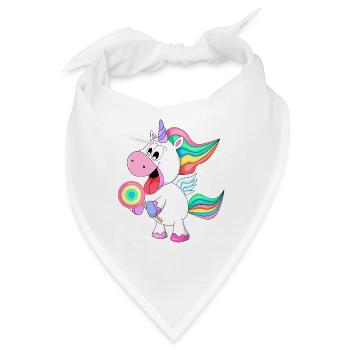 süßes Einhorn mit Lolli Geschenk für Liebenswert - Bandana - Weiß - Vorne