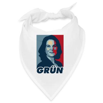 Baerbock Grün Popart - Bandana - Weiß - Vorne