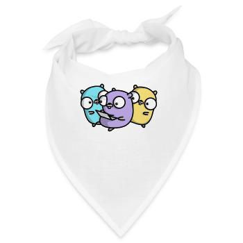 Drei niedliche Gopher beim Pair Programming - Bandana - Weiß - Vorne