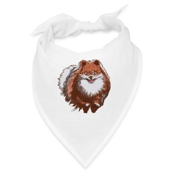 Süßer Spitz rennt auf dich zu - Spitz Hund Design - Bandana - Weiß - Vorne