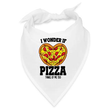 Lustig frage ich mich, ob Pizza auch an mich denkt Pizza-Fan - Bandana - Weiß - Vorne
