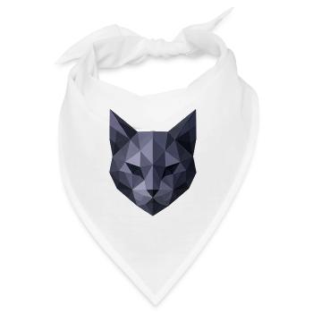 Geometrischer Katzenkopf Polygonkunst - Bandana - Weiß - Vorne