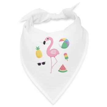 Süße rosa Flamingo und Strand Sommer Artikel - Bandana - Weiß - Vorne