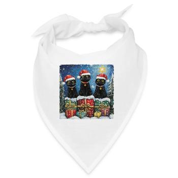 Schwarze Katzen mit Weihnachtsgeschenke - Bandana - Weiß - Vorne