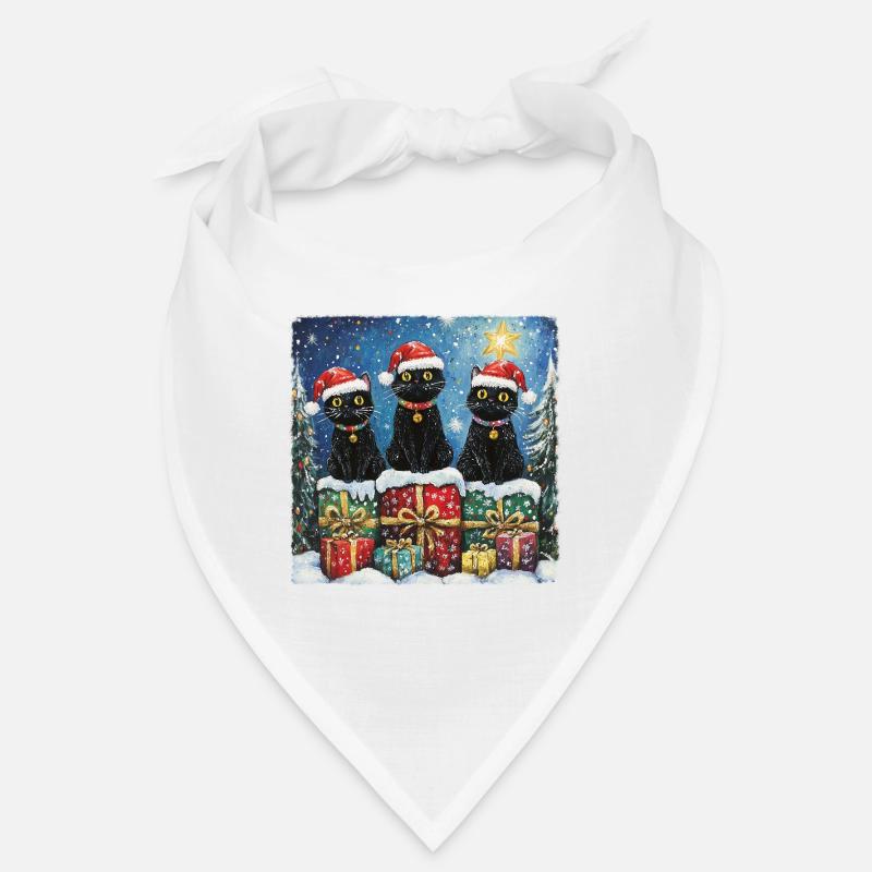 Schwarze Katzen mit Weihnachtsgeschenke Bandana