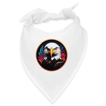 Farbenfroher Weißkopfseeadler Portrait - Bandana - Weiß - Vorne