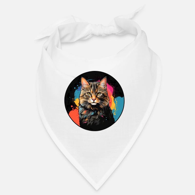 Portrait de chat mignon en technique d'aquarelle dans un cercle Bandana