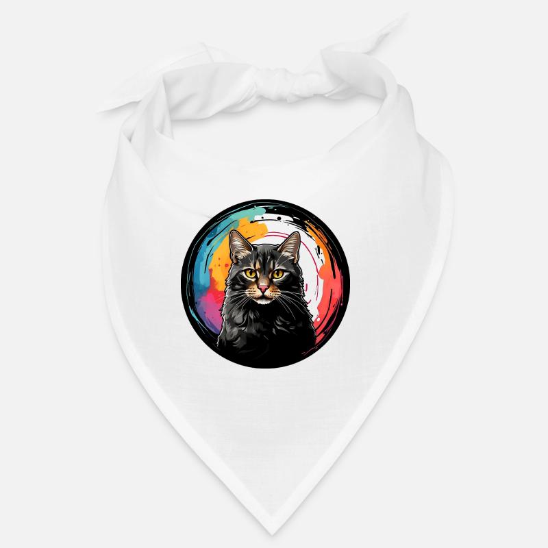 Portrait de chat mignon en technique d'aquarelle dans un cercle Bandana
