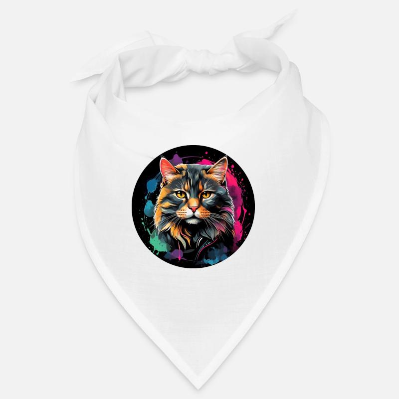 Portrait de chat mignon en technique d'aquarelle dans un cercle Bandana