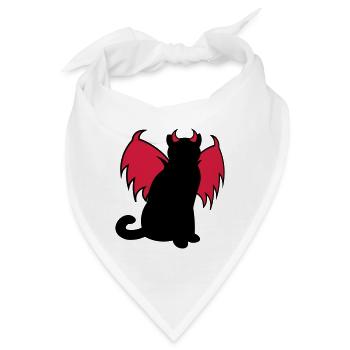 Devil Cat / Teufelskatze / chat diable / gift idea - Bandana - Weiß - Vorne
