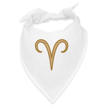 Widder Sternzeichen Symbol Zweifarbig Golden - Bandana - Weiß - Vorne