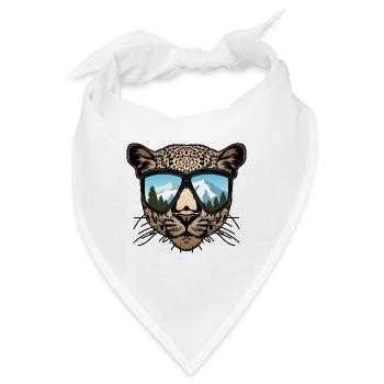 Leopard Googles Geschenk für Snowboarden Wintersport - Bandana - Weiß - Vorne