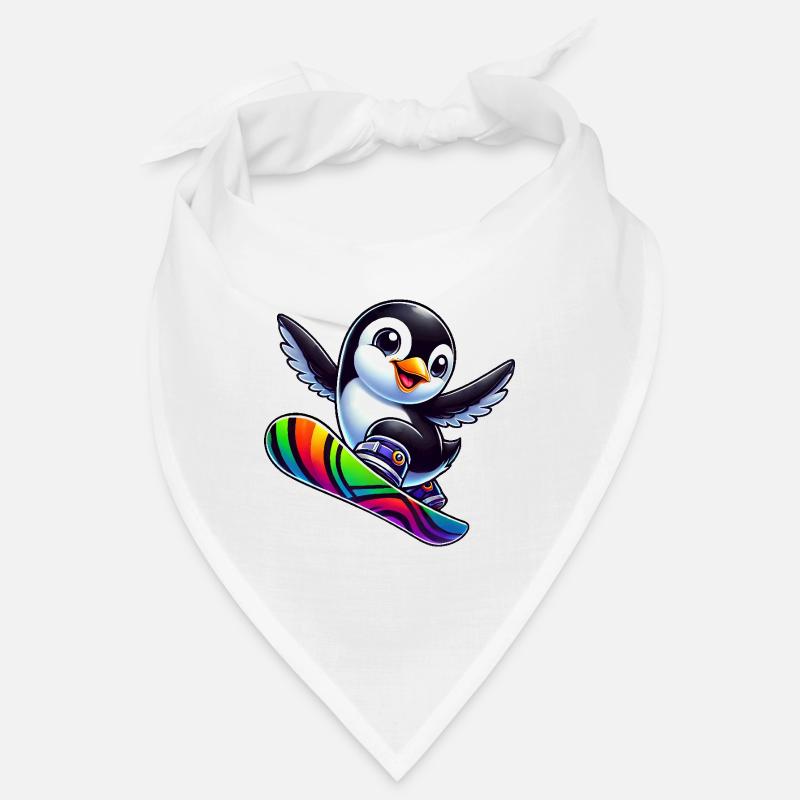 Cute Penguin Snowboard Comic Winter Fun Bandana