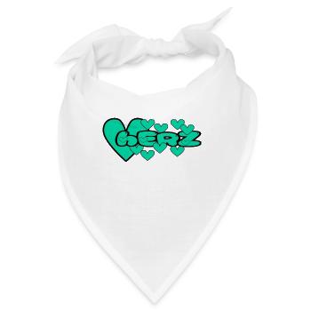Herz grün - Bandana - Weiß - Vorne