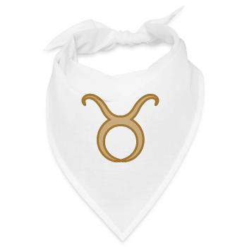 Stier Sternzeichen Zweifarbig Golden - Bandana - Weiß - Vorne