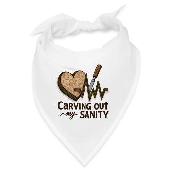 Holzarbeit Woodworking Carving out my Sanity - Bandana - Weiß - Vorne