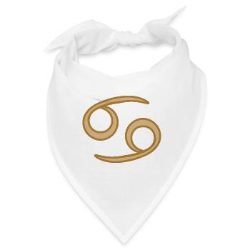 Krebs Sternzeichen Symbol Zweifarbig Golden - Bandana - Weiß - Vorne