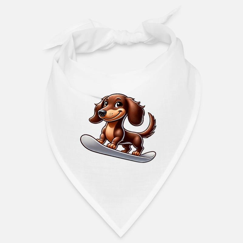 Dackel auf Snowboard Comic Wintersport Bandana