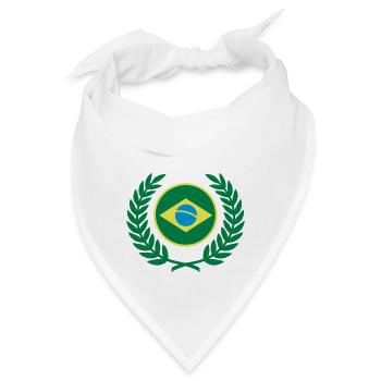 Brasilien (Flagge & Lorbeerkranz) - Bandana - Weiß - Vorne
