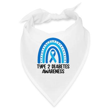 Diabetes-Bewusstsein Blaues Band Regenbogen T1D - Bandana - Weiß - Vorne