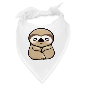 Süßes Faultier, Minimalistisches Tierdesign - Bandana - Weiß - Vorne