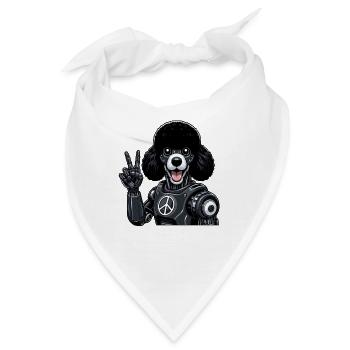 Cyborg Pudel mit Friedenszeichen Roboter Design - Bandana - Weiß - Vorne