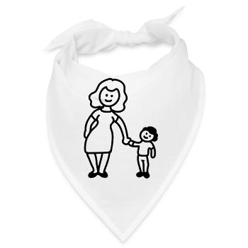 Mutter / Oma + Kind - Line - Bandana - Weiß - Vorne