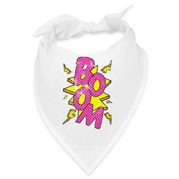 Pop Art / Comic: BOOM - Sprechblase, Blitze - Bandana - Weiß - Vorne