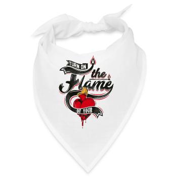 HERZ FLAMME - Romantisches Herzliches Geschenk - Bandana - Weiß - Vorne