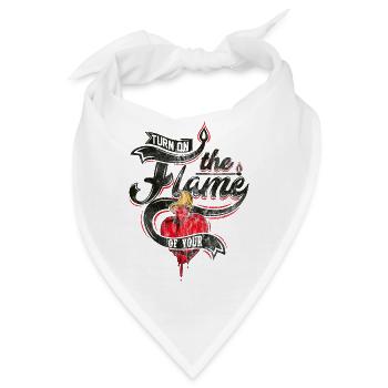 FLAMMEN HERZ - Romantisches Herzliches Geschenk - Bandana - Weiß - Vorne