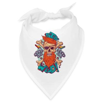stay wild - Totenkopf mit Augenklappe und Bart - Bandana - Weiß - Vorne