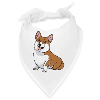 Welsh Corgi Pembroke Cardigan Hund - Bandana - Weiß - Vorne