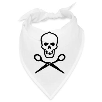 Totenkopf mit Schere - Bandana - Weiß - Vorne